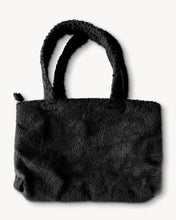Load image into Gallery viewer, Black Sherpa tote bag.